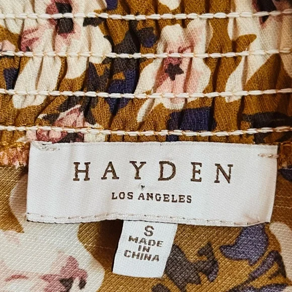 Hayden Los Angeles Ruffled Long Sleeve Baby Doll Mustard Floral Blouse - Picture 3 of 5